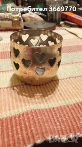 Винтидж посребрен малък свещник, снимка 1