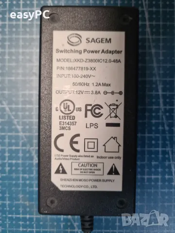 Оригинален захранващ адаптер SAGEM XKD-Z3800IC12.048A 12V 3.8A