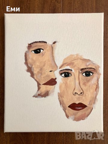 Картина Абстрактни лица , снимка 2 - Картини - 36412580