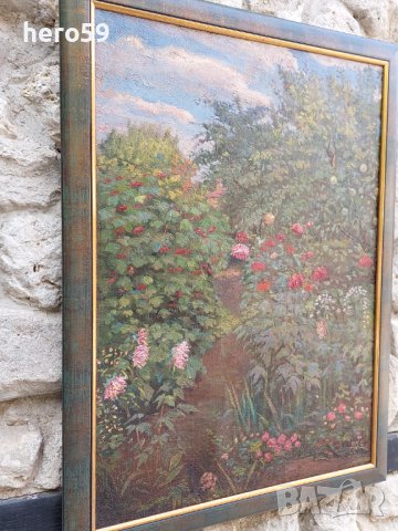 Маслена картина-В градината(В саду)художник-Орлик Леонтий Иванович 1936 - 2012 г., снимка 4 - Картини - 37879371