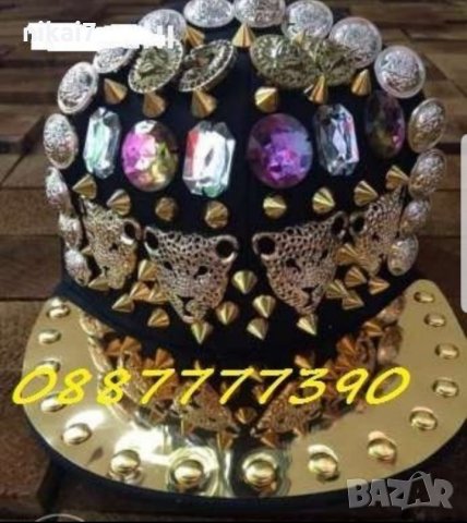 ново рапърска парти шапка с значки и шипове том модел , снимка 2 - Шапки - 27206156