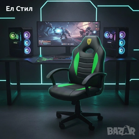 Детски геймърски офис стол – Спортен дизайн, ергономичен и регулируем, снимка 3 - Мебели за детската стая - 53420304