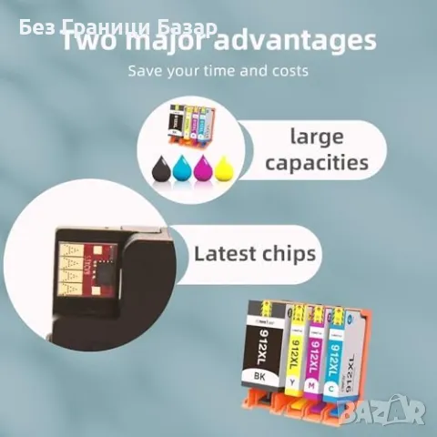 Нови 912XL мастилени касети за HP OfficeJet Pro 8020/8010 - 4 цвята тонер, снимка 4 - Други - 47431333