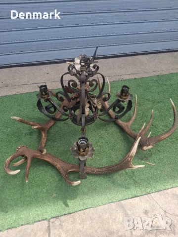 Полилей от еленски рога и ковано желязо, снимка 2 - Полилеи - 51379318