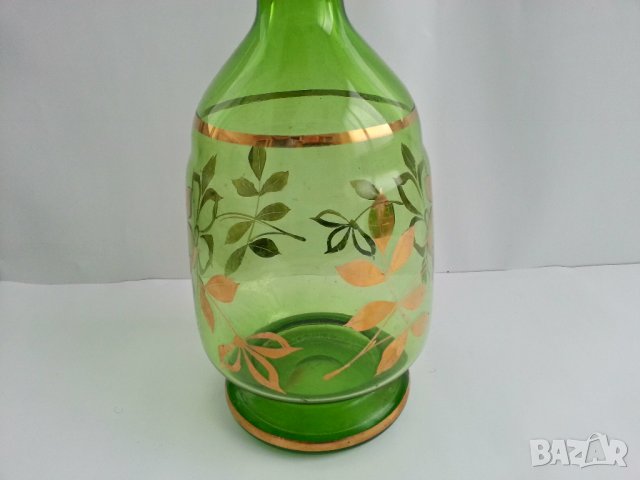 гарафа Бохемия цветно стъкло позлата, снимка 5 - Антикварни и старинни предмети - 28251148
