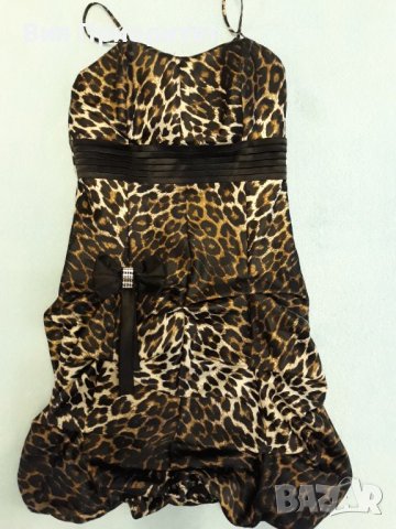 Италианска маркова много официална рокля Dolceza с подплата  тигрова с елегантни бижу-елементи+сатен, снимка 3 - Рокли - 37435606