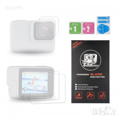 Стъклени протектори за GoPro Hero 7 White/Silver, За екрана и обектива, снимка 5 - Чанти, стативи, аксесоари - 27762801