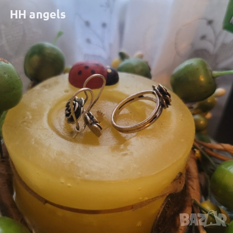 Сребърен комплект, снимка 4 - Колиета, медальони, синджири - 51544003