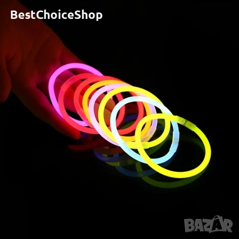 Комплект светещи пръчки 100 светещи пръчки 100 свързващи елементи – Неонови 7 цвята, снимка 6 - Други - 53364565
