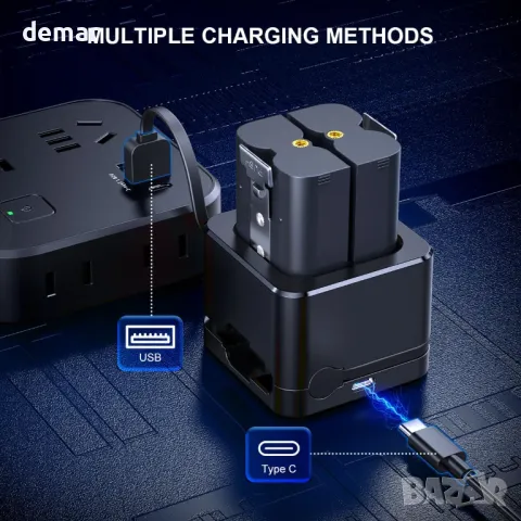 2 батерии 3,65 V 6040 mAh със зарядна станция за Ring Doorbell Camera 2/3/3+/4, снимка 4 - Друга електроника - 49086830