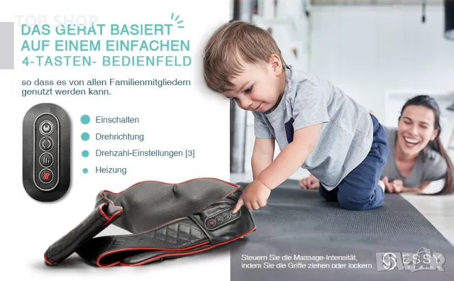 Шиатсу масажор Essy Pain Relaxing Shiatsu Massag, снимка 3 - Масажори - 49157134