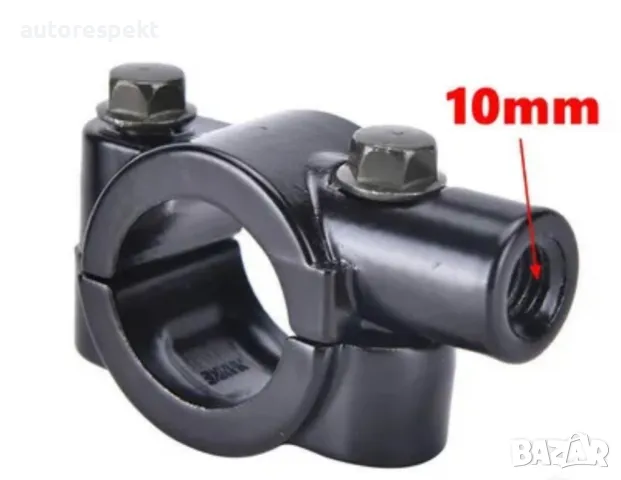 Стойка конзола за огледалото на мотоциклет - 10мм черен 2бр/к-т, снимка 1