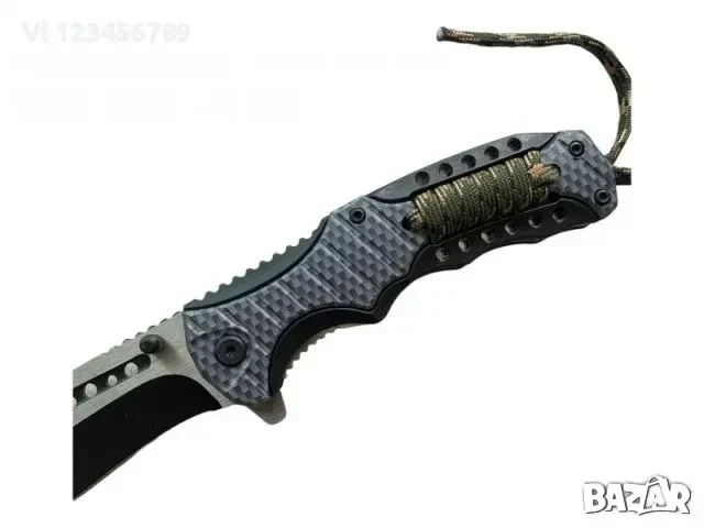 Сгъваем автоматичен нож Paramilitary-карбонов принт+паракорд, снимка 2 - Ножове - 50676144