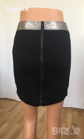 Нова Дамска Пола Amisu Размер С Сребърна Амису Изкуствена Кожа Змийски Принт Змия Висока Талия, снимка 14 - Поли - 28779514