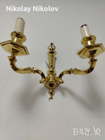 двоен месингов аплик, снимка 3 - Антикварни и старинни предмети - 53144837