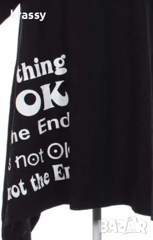 НОВА голяма асиметрична дамска туника с надписи (размер 3ХЛ), снимка 2 - Туники - 47361155