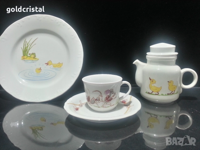 Стар български порцелан детски комплект , снимка 3 - Антикварни и старинни предмети - 19013515