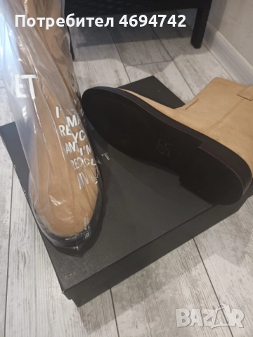 Велурени ботуши Mint Velvet Natural Hina 40 Размер, снимка 2 - Дамски боти - 52949910