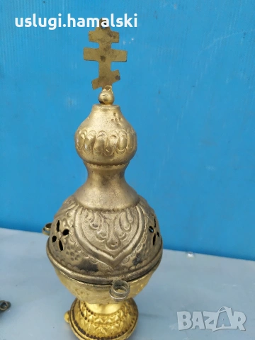 Старо бронзово кандило, снимка 3 - Антикварни и старинни предмети - 53175003