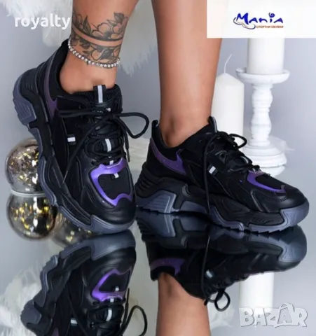 Дамски маратонки в черно, снимка 2 - Маратонки - 49944130