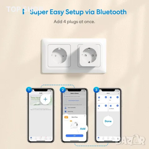 К-т 4бр. контакт Meross 16A Wi-Fi мониторинг на енергията съвместим с Alexa Google Home SmartThin, снимка 10 - Друга електроника - 49049681