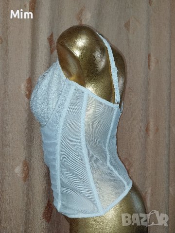  Chantelle 85 F Бял корсет от дантела и еластичен тюл , снимка 3 - Корсети, бюстиета, топове - 43054876