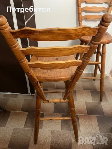 Дървени щъркели/бар столове 3 броя, снимка 3 - Столове - 51196451