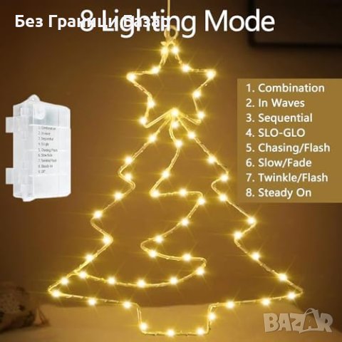 Нови 3 броя 180 LED Коледни Светлини за Прозорец, Водоустойчиви Елха Украса, снимка 3 - Други - 43427230