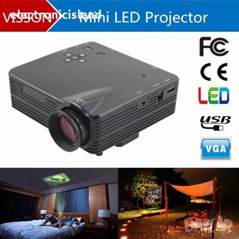 портативен LED проектор Geekwire LP-5A 640х480 400 лумена, FHD 1080P,HDMI/VAG/USB2.0/AV/SD card