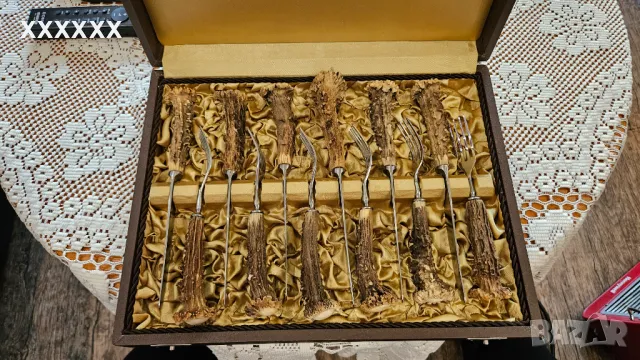 СТАРИНЕН НЕМСКИ ЛОВЕН КОМПЛЕКТ ПРИБОРИ , снимка 7 - Антикварни и старинни предмети - 49960566