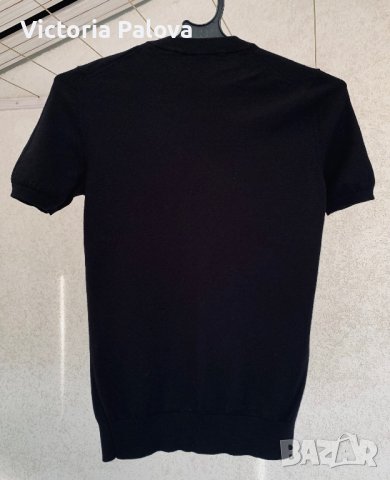 Фин меринос черна блуза/тениска MONCLER, снимка 3 - Тениски - 43486540