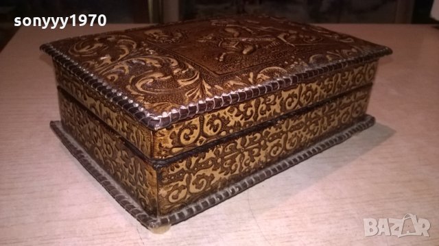 музикална кутия-19х13х7см-дърво и кожа-внос франция, снимка 13 - Колекции - 27161420