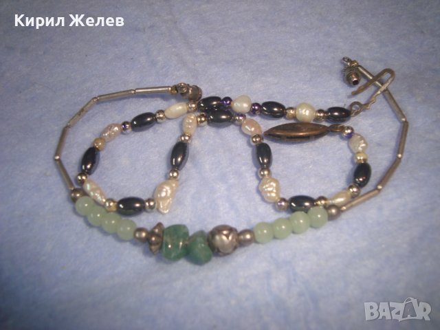 2 МЪНИСТЕНИ ХЕНД МЕЙД АРТ ГРИВНИЧКИ с ХЕМАТИТ и ПЕРЛИЧКИ и НЕФРИТ 15325, снимка 5 - Гривни - 37045908