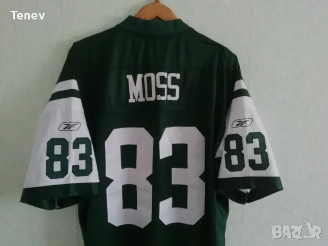 New York Jets Moss Reebok NFL XL+2 оригинална тениска фланелка jersey Джетс Ню Йорк, снимка 3 - Тениски - 50378485