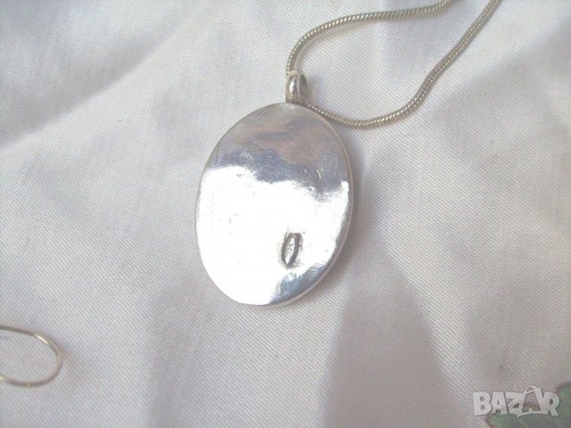  Сребърен Авторски Комплект- Обеци и Медальон с Нефрити, снимка 7 - Бижутерийни комплекти - 23946676