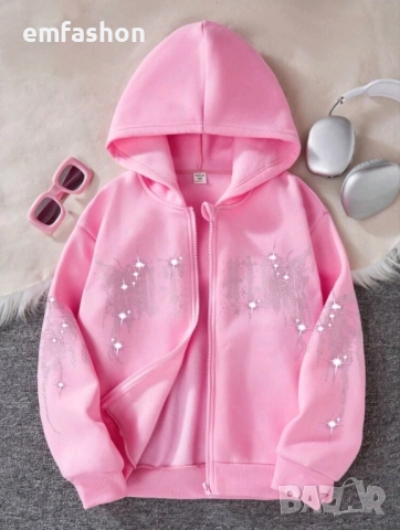 Детски суичър бял/розов 134 см./9г., снимка 2 - Детски анцузи и суичери - 51988826