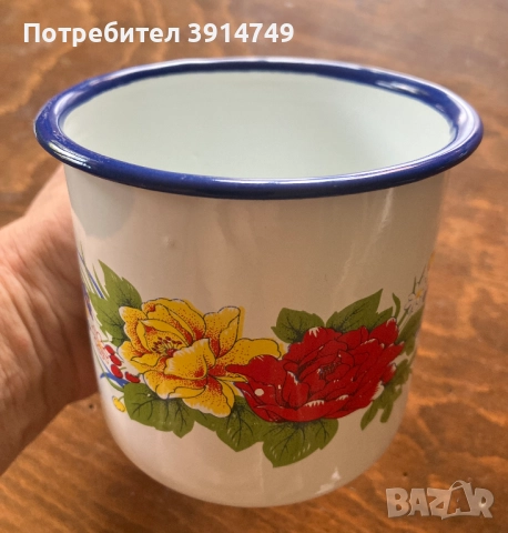 НОВО Емайлирано метално канче / чаша с дръжка; 370 мл