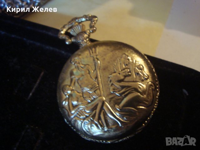 ВИНТИДЖ КВАРЦОВ ДЖОБЕН ЧАСОВНИК с ОРНАМЕНТИРАН КАПАК - ПОСЕЙДОН ПОЗЛАТЕН 22067, снимка 8 - Джобни - 32904992