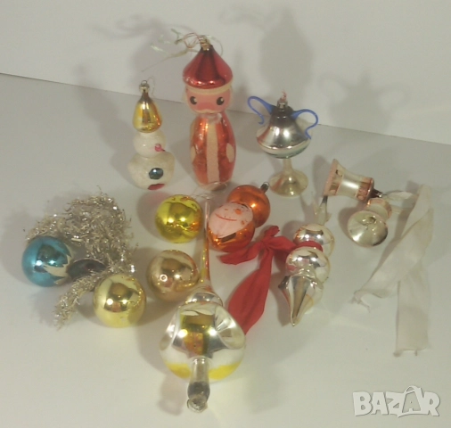 Лот ретро коледни орнаменти от тънко стъкло