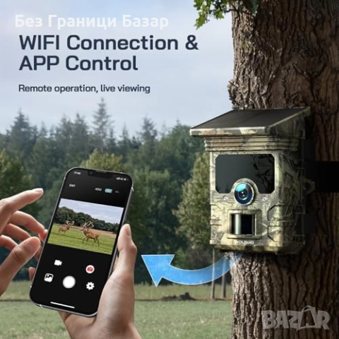 Нова Соларна Камера за Животни 68MP 4K WiFi Bluetooth Нощно Наблюдение, снимка 7 - Друга електроника - 51677293