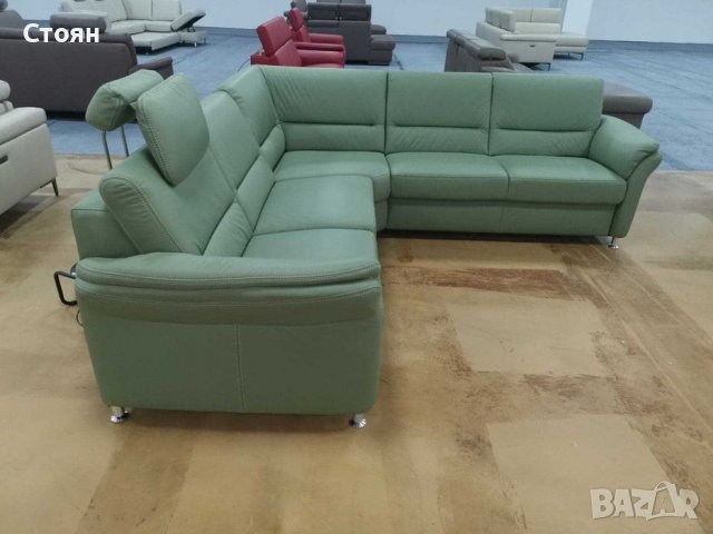 Ъглов диван цвят Минт "Dale" с релакс механизъм - ест кожа, снимка 9 - Дивани и мека мебел - 39330758