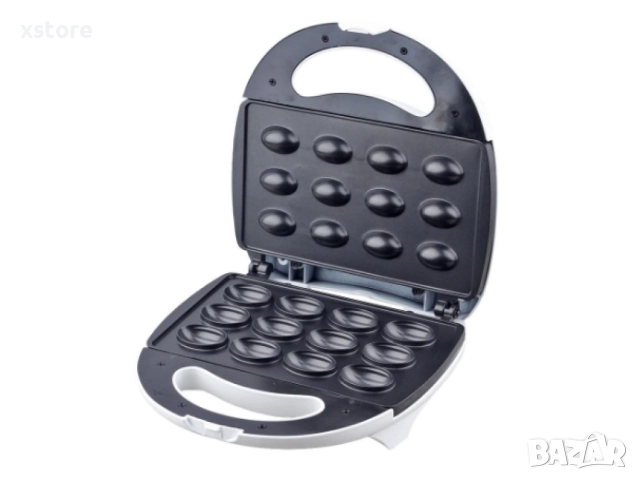 Уред за сладки орехчета Rosberg, 800W, За 12 сладки, Незалепващи плочи, Бял/Черен, снимка 2 - Тостери - 52698874