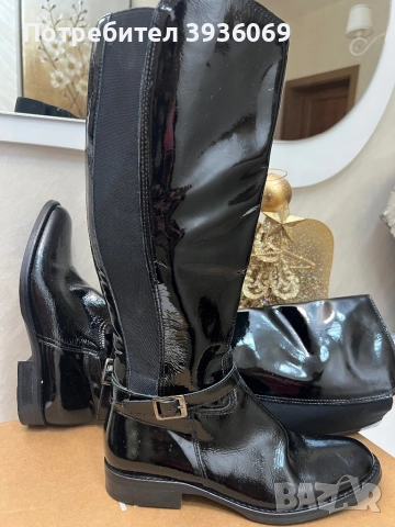 Италиански ботуши от естествен лак, снимка 2 - Дамски ботуши - 52629128