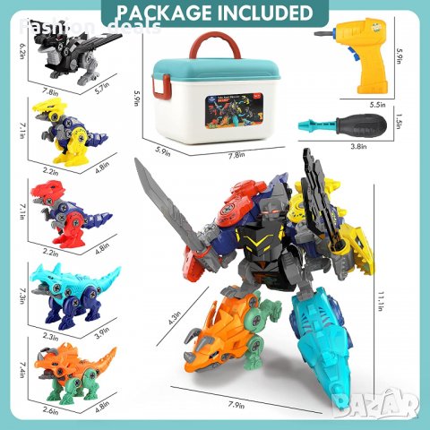 Нова Играчка за сглобяване на динозавър с Бормашина Отвертки Подарък за деца 3+ години Коледа, снимка 2 - Образователни игри - 39011232