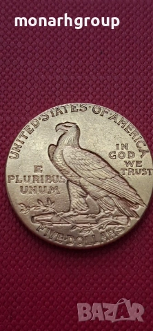 Златна монета от 5 долара "Индианцец", снимка 4 - Пръстени - 53586912