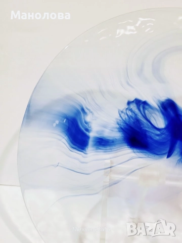 Винтидж стъклени чинии Bormioli Rocco Murano Blue Swirl, снимка 7 - Други ценни предмети - 52960399