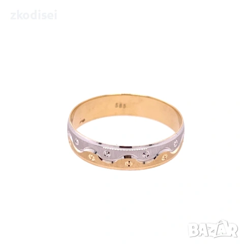 Златен пръстен брачна халка 2,73гр. размер:64 14кр. проба:585 модел:36419-3, снимка 2 - Пръстени - 53022078