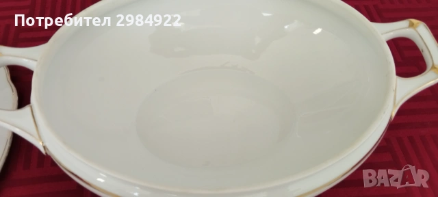 АНТИЧНА БЯЛА КЕРАМИЧНА СУПНИЦА ЗА СУПА В СТИЛ АРТ ДЕКО, JAHRE Kehscherser, Бавария, Германия, снимка 6 - Антикварни и старинни предмети - 53441853