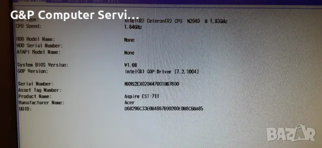 Лаптоп ACER ES1-711-C9KK за ремонт или за части ..., снимка 8 - Части за лаптопи - 47801564
