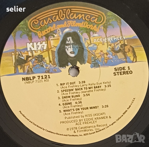 Kiss, Ace Frehley ‎– Ace Frehley Издание 🇺🇸 USA 1978г Състояние на винила:като звук е отличен NEAR, снимка 3 - Грамофонни плочи - 52800903